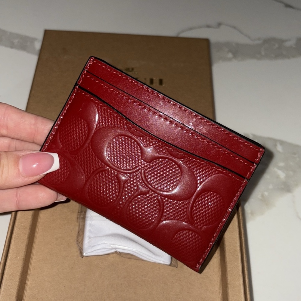 Coach signature leather essential card case